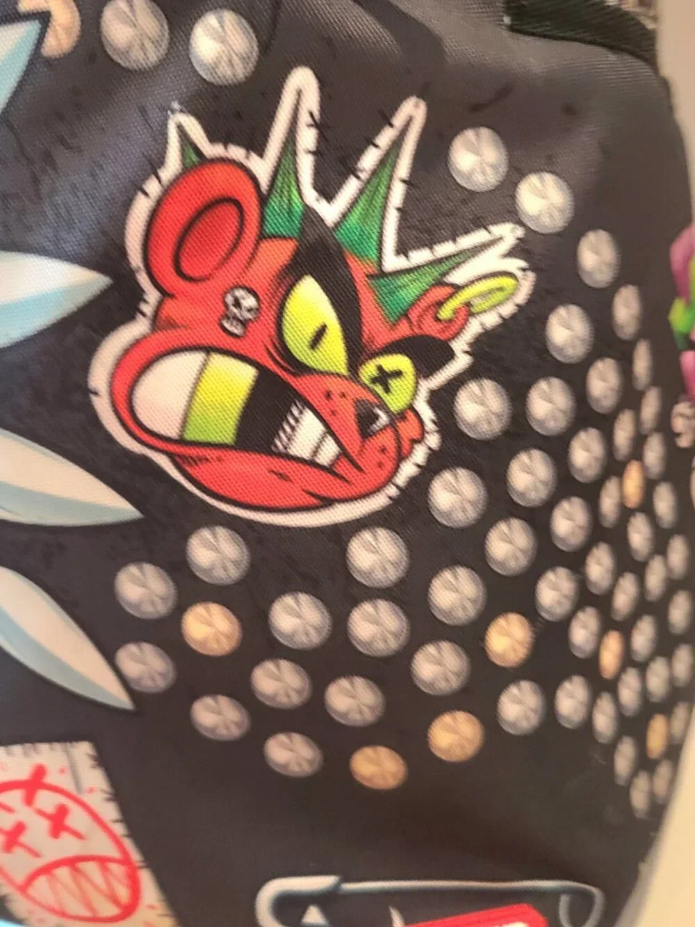Sprayground Punk Shark Goth Alt Backpack Black Red Plaid